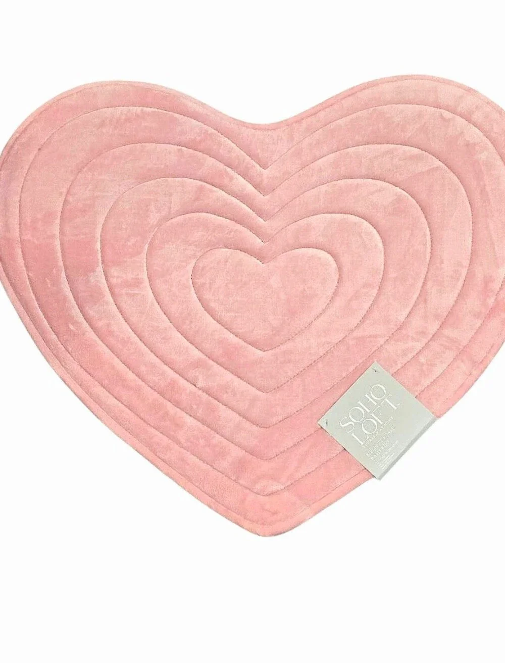 Soho Loft Pink Heart-Shaped Plush Memory Foam Bath Rug